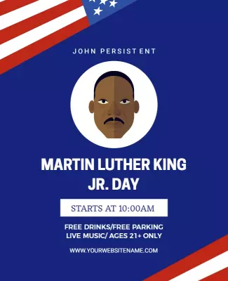 Bold Blue Graphic Martin Luther King Jr. Day Celebration Poster Template