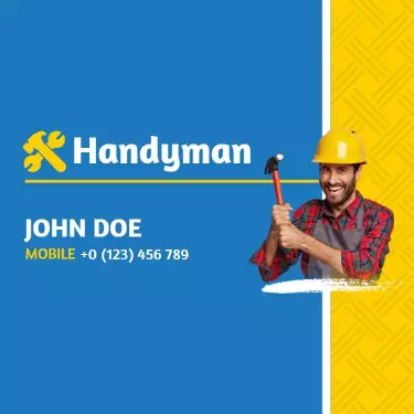 Bold Blue Handyman Services with Yellow Accents Business Card Template