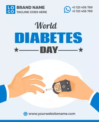 Bold Blue Health Awareness World Diabetes Day Poster Template