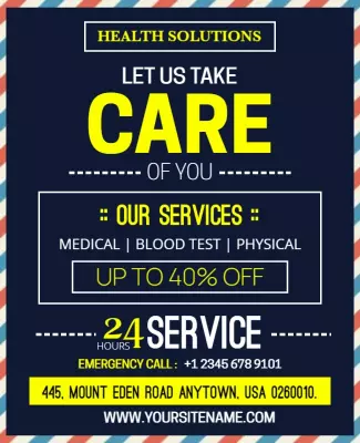 Bold Blue Health Services Promotional Discount Poster Template