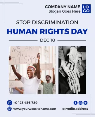 Bold Blue Human Rights Day Awareness Poster Template