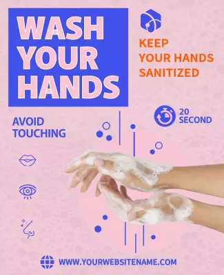 Bold Blue Hygiene Awareness Handwashing Poster Template