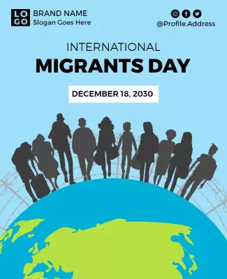 Bold Blue International Migrants Day Celebration Poster Template