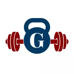 Bold Blue Letter G Enclosed by Red Dumbbells Alphabet Logo Template