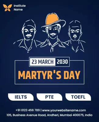 Bold Blue Martyr's Day Commemoration Event Poster Template