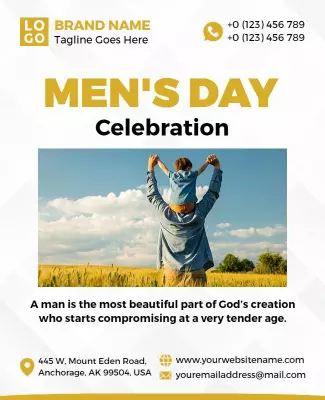Bold Blue Men's Day Celebration poster Template