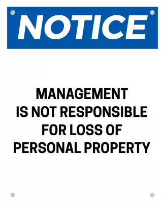 Bold Blue Notice of Property Responsibility Disclaimer Poster Template