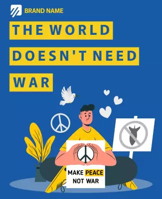 Bold Blue Peace Advocacy Campaign Poster Template
