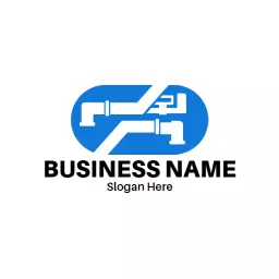 Bold Blue Pipes Illustrating Reliable Plumbing Services Logo Template