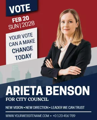 Bold Blue Political Campaign for City Council Poster Template