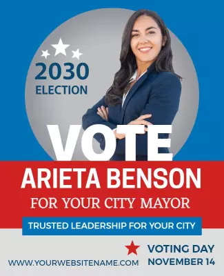 Bold Blue Political Campaign for City Mayor Poster Template