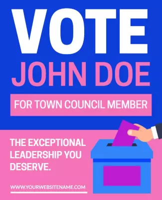 Bold Blue Political Campaign Vote John Doe Poster Template