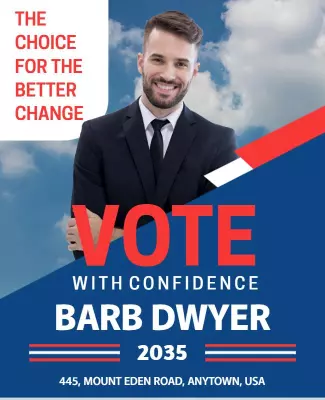 Bold Blue Political Campaign Vote with Confidence Poster Template
