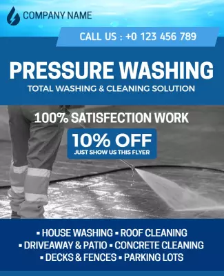 Bold Blue Pressure Washing Service Promotion Poster Template