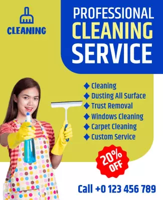 Bold Blue Professional Cleaning Service Offer Poster Template