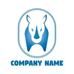 Bold Blue Rhino Design Representing Strength and Resilience Logo Template
