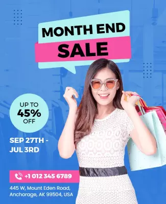 Bold Blue Shopping Sale Promo with Discounts Poster Template