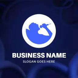 Bold Blue Silhouette of Singer for Music Promotion Logo Template
