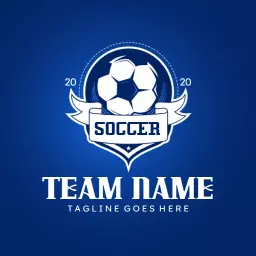 Bold Blue Soccer Logo Featuring Dynamic Team Spirit Logo Template