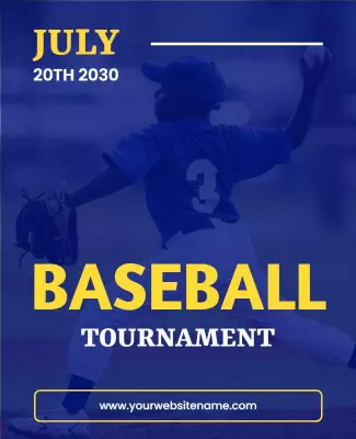 Bold Blue Sports Theme Baseball Tournament Poster Template