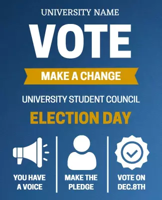 Bold Blue Student Council Election Day Participation Poster Template