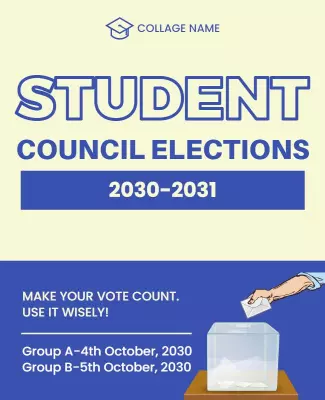 Bold Blue Student Council Elections Announcement Poster Template