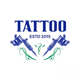 Bold Blue Tattoo Equipment Design for Professional Tattoo Studio Logo Template
