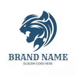 Bold Blue Tiger Graphic Design Showcasing Strength Logo Template