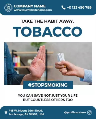 Bold Blue Tobacco Awareness Campaign Poster Template