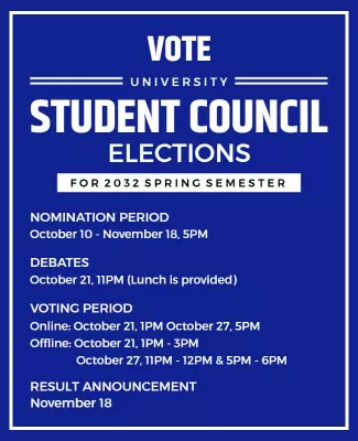 Bold Blue University Student Council Elections Poster Template