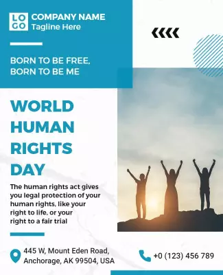Bold Blue World Human Rights Day Awareness Poster Template