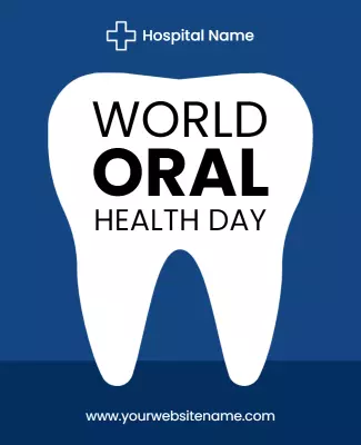 Bold Blue World Oral Health Day Awareness Poster Template