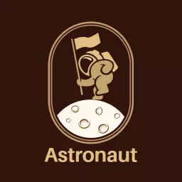 Bold Brown Astronaut Planting Flag on Moon Logo Template