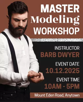 Bold Brown Fashion Modeling Workshop Flyer Template