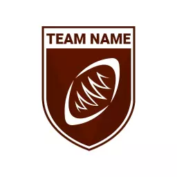 Bold Brown Rugby Shield Design with Team Name Logo Template