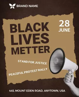 Bold Brown Social Justice Protest Rally Poster Template