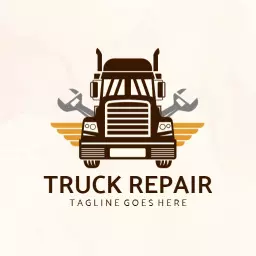 Bold Brown Truck and Wrenches Emphasizing Truck Repair Logo Template
