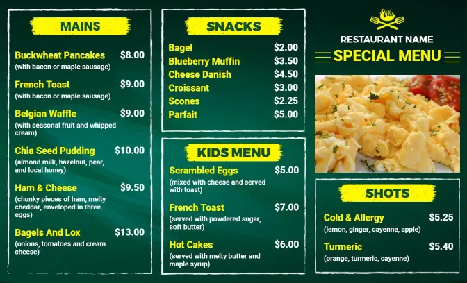 Bold Chalkboard-Themed Restaurant Specials Menu Template