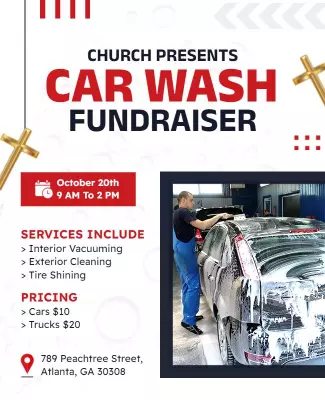 Bold Church Car Wash Fundraiser Promotional Poster Template