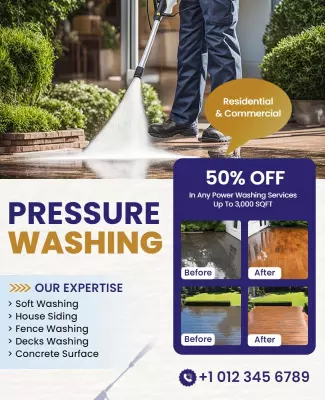 Bold Clean and Fresh Pressure Washing Services Poster Template
