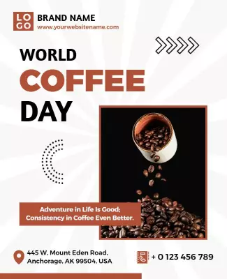 Bold Coffee-Themed Celebration for World Coffee Day Poster Template