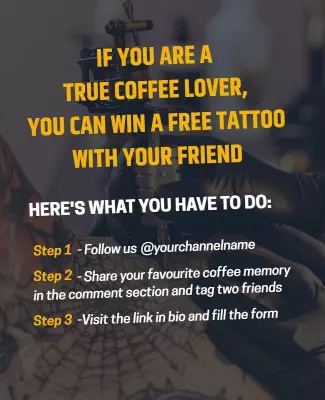 Bold Coffee-Themed Tattoo Contest Engagement Poster Template