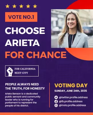 Bold Colorful Election Campaign Poster for Arieta Template