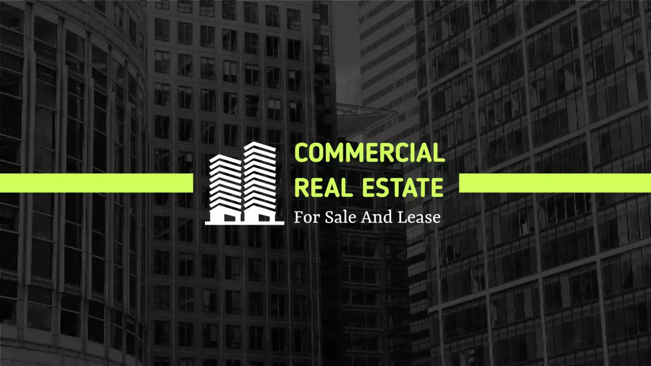 Bold Commercial Real Estate Offerings on Urban Background YouTube Banner Template