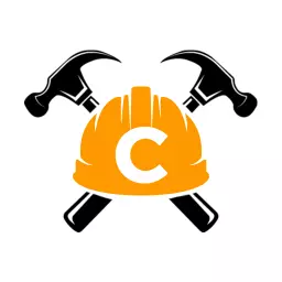 Bold Construction Helmet and Tools Representing Alphabet Logo Template