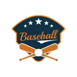 Bold Dark Blue and Orange Emblematic Baseball Logo Template