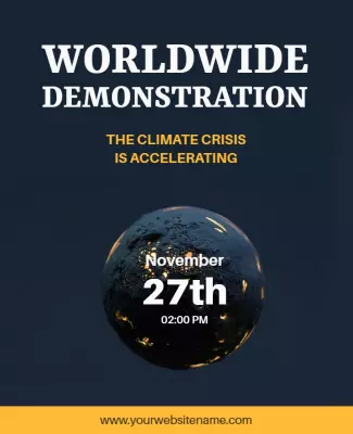 Bold Dark Invitation for Worldwide Climate Protest Poster Template