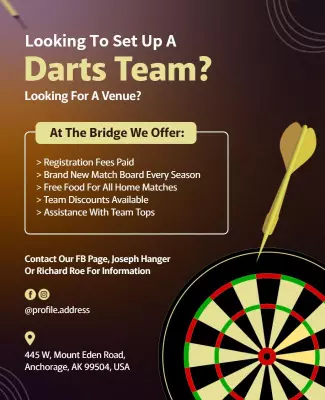 Bold Dart-Themed Venue Sign-Up Information Poster Template