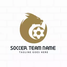 Bold Dragon Emblem Surrounded by a Soccer Theme Logo Template