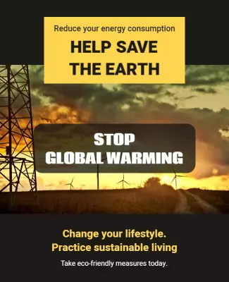 Bold Eco-Friendly Sustainability Awareness Poster Template